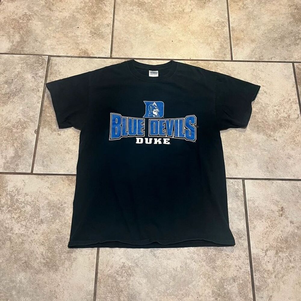 Vintage Duke Blue Devils Graphic T-Shirt Gildan Ultra Cotton Black Tee size M